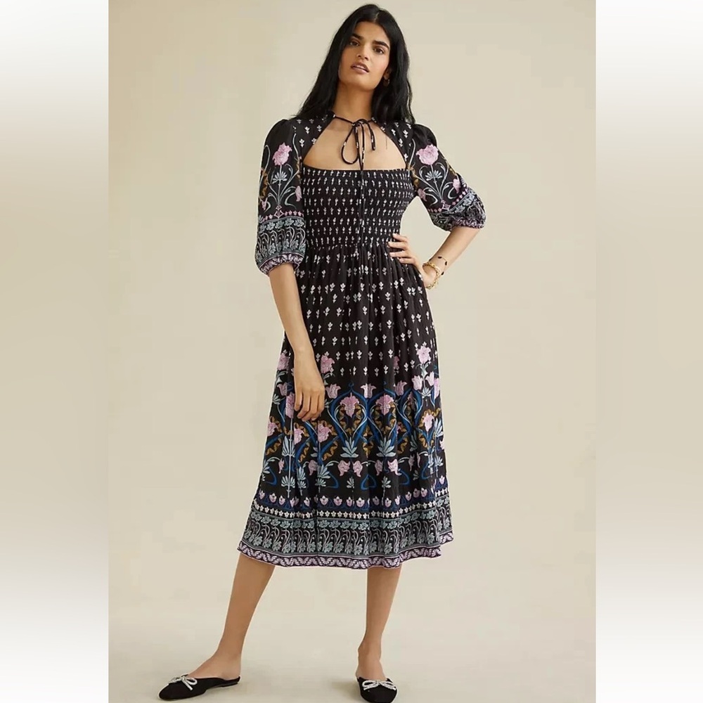 Anthropologie Dasha Smocked Midi Dress